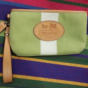 Vintage Coach Lime Green Wristlet With Coin Pouch
